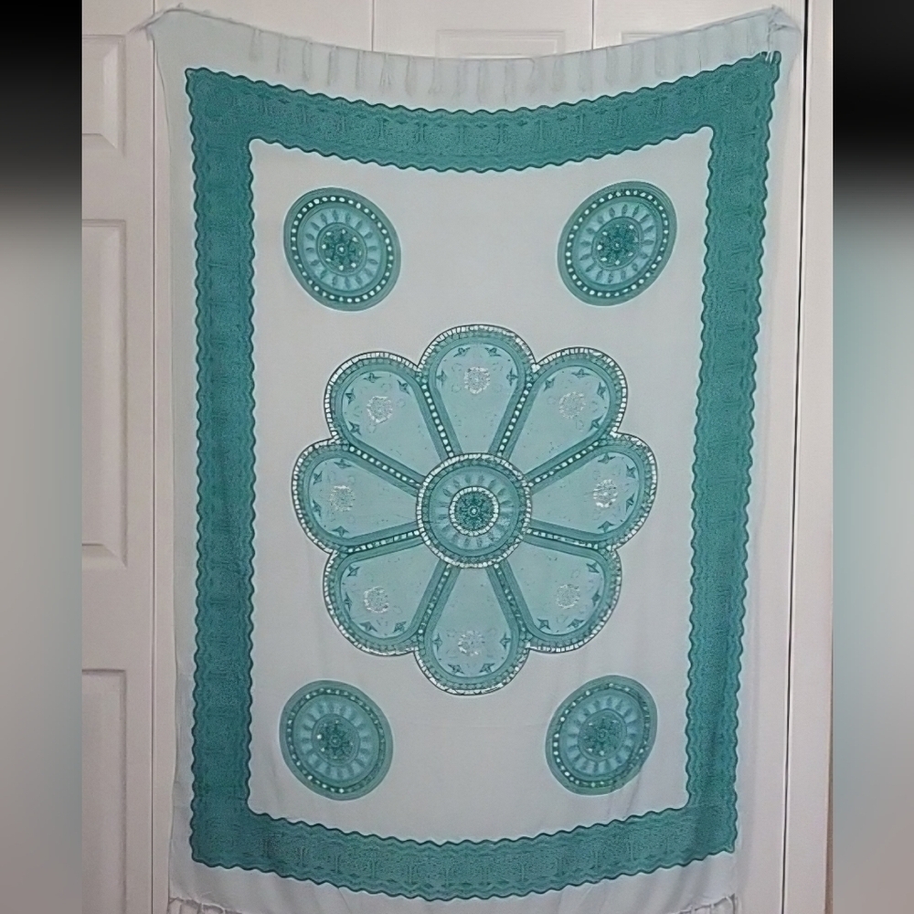62" x 43" Sarong, Beach Cover-Up, Wall Hanging, Curtain, material, from Mexico